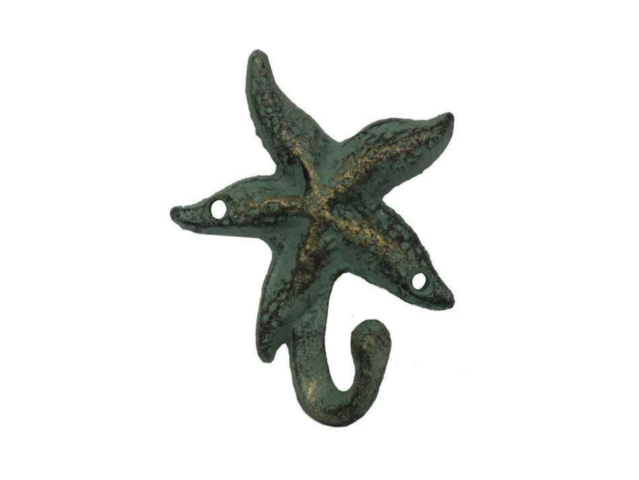 Hampton Nautical Cast Iron Starfish Wall Hook - Antique Bronze Finish - Coastal Decor for Bathroom, Beach House & Entryway Organization