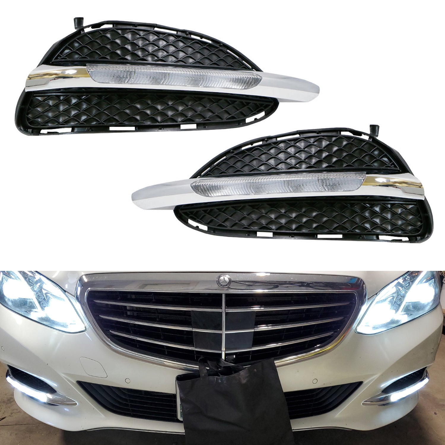 Direct Fit 10W LED Daytime Running Lights for 2013-2015 Mercedes E350 (Regular Bumper) - Bright DRLs for Enhanced Visibility & Safety During Daytime Driving