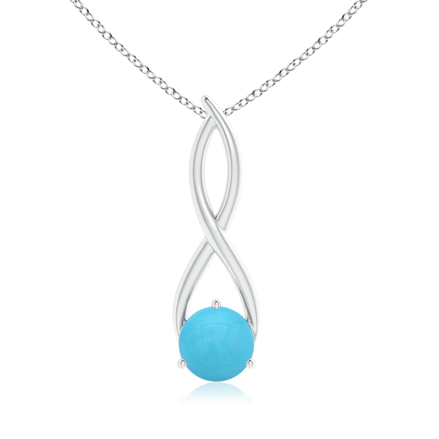Natural Turquoise Solitaire Infinity Pendant Necklace for Women - 14K Solid Gold or Sterling Silver - Elegant Jewelry Gift for Birthday, Anniversary, Wedding | Perfect for Everyday Wear, Special Occasions & Gift Giving