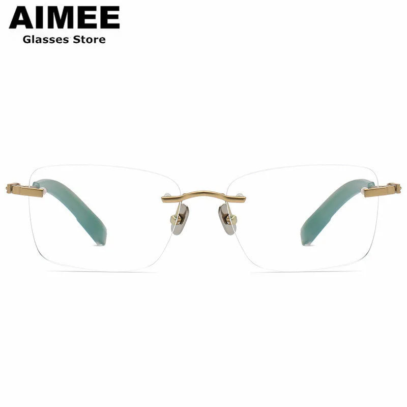 Aimee Unisex Rimless Polygon Square Titanium Eyeglasses 80814 - Lightweight Durable Frame for Men & Women - Perfect for Reading, Work & Fashion Accessories