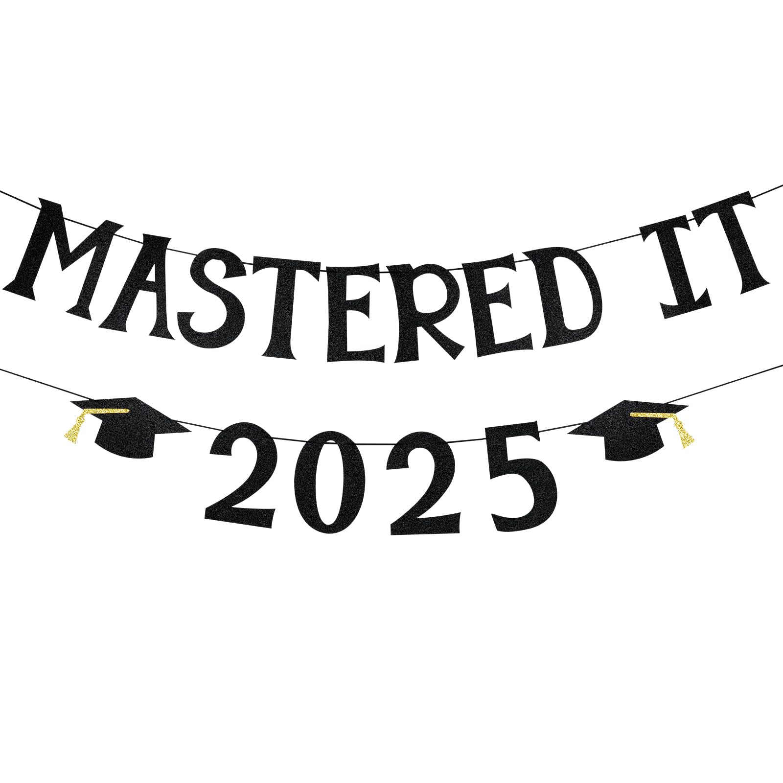Mastered It 2025 Graduation Banner - Black Masters Degree Decor for College Graduation Party | Perfect for 2025 Graduation Ceremony, Home Decor & Celebration Backdrop