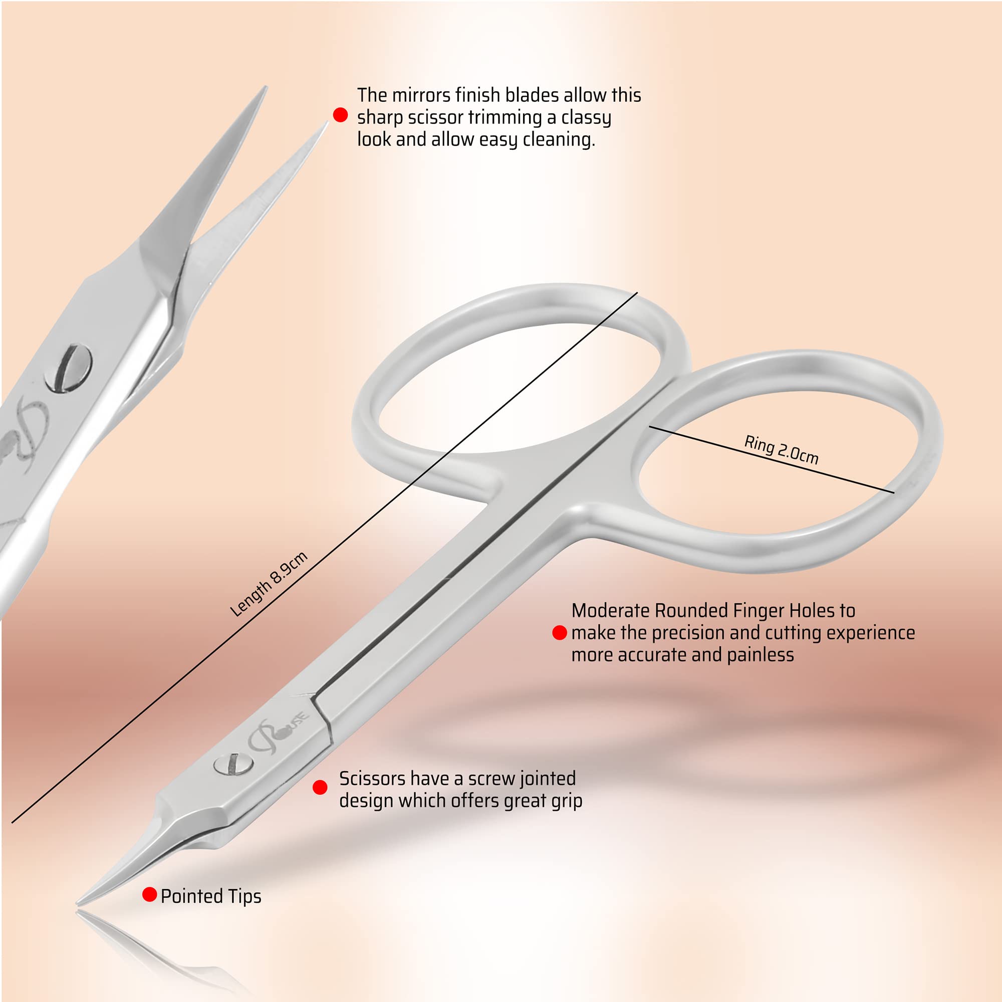 Professional Stainless Steel Cuticle Scissors - Eyebrow, Eyelash, Mustache & Beard Grooming Kit for Men & Women | Perfect for Manicure, Pedicure & Personal Care at Home or Salon | American Made
