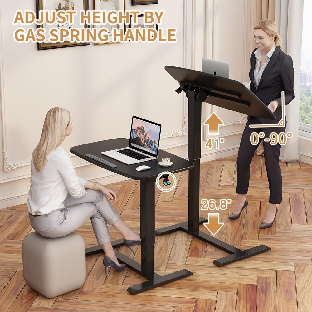 Adjustable Overbed Table with Tray - Mobile Hospital Bedside Desk, Portable Laptop Stand for Home & Office Use - Perfect for Patients, Students, and Remote Workers