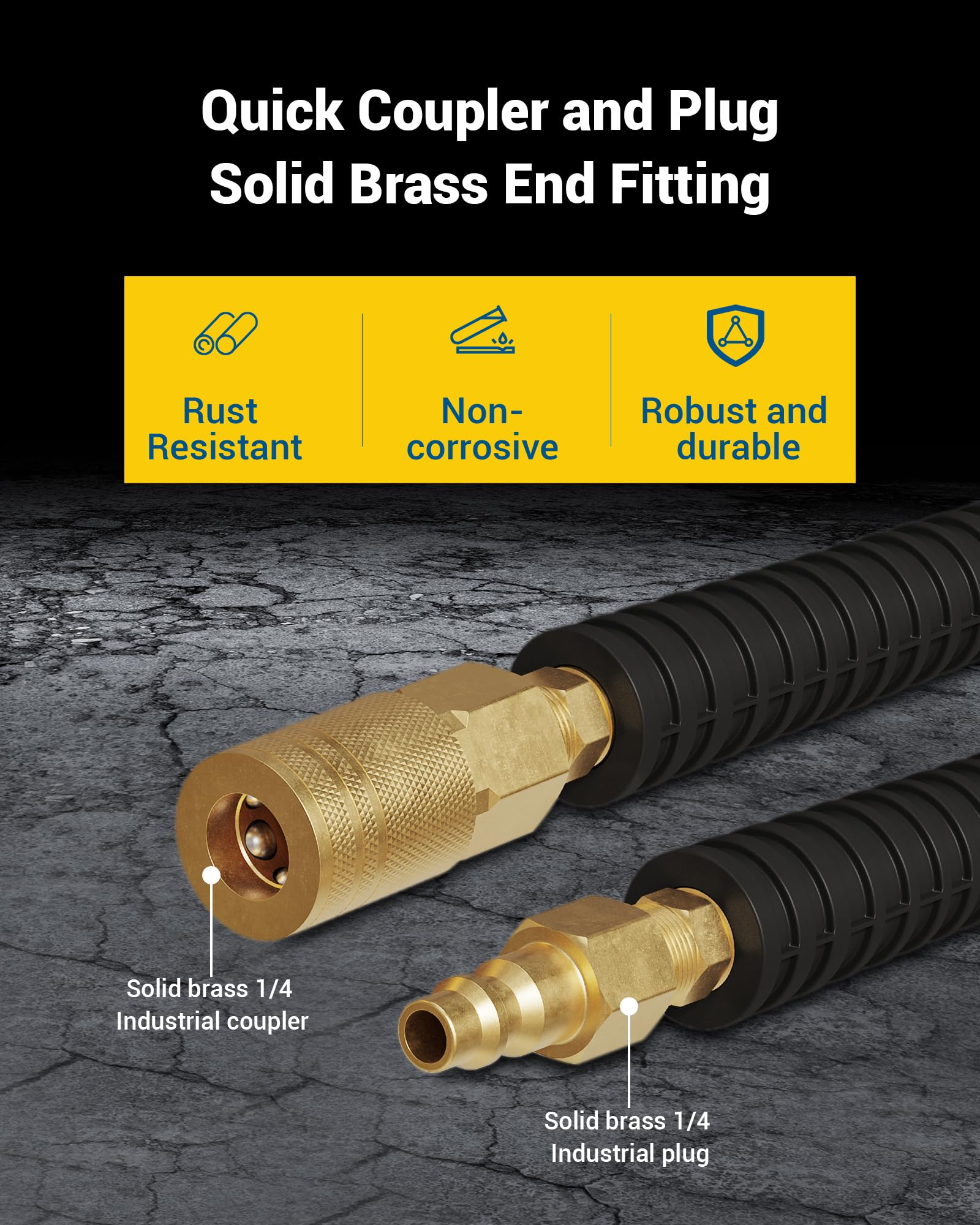 DEWENWILS 3/8 Inch x 6FT 300 PSI Heavy Duty Air Compressor Hose with 1/4