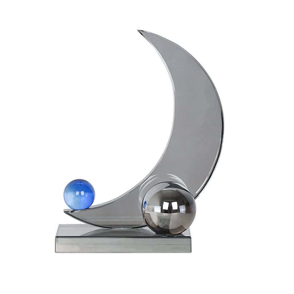 Modern Minimalist Smokey Gray Crystal Moon Ornament - European Style Desktop Decor for Home & Office | Perfect for Bookshelf, Workstation, and Gift Giving