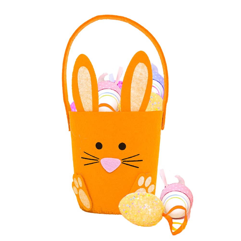 Easter Bunny Basket for Kids - Non-Woven Easter Egg Hunt Tote Bag with Rabbit Print - Candy & Gift Carrying Basket for Boys & Girls - Perfect for Easter Egg Hunts, Party Favors, and Spring Celebrations