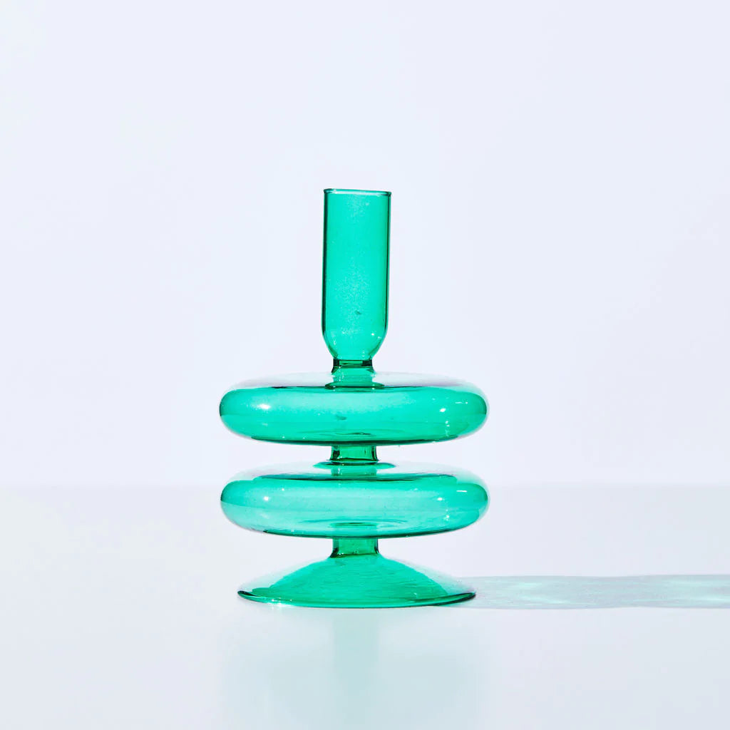 Green Double Bubble Candle Holder - Elegant Home Decor for Dining Table, Wedding Centerpiece & Romantic Ambiance