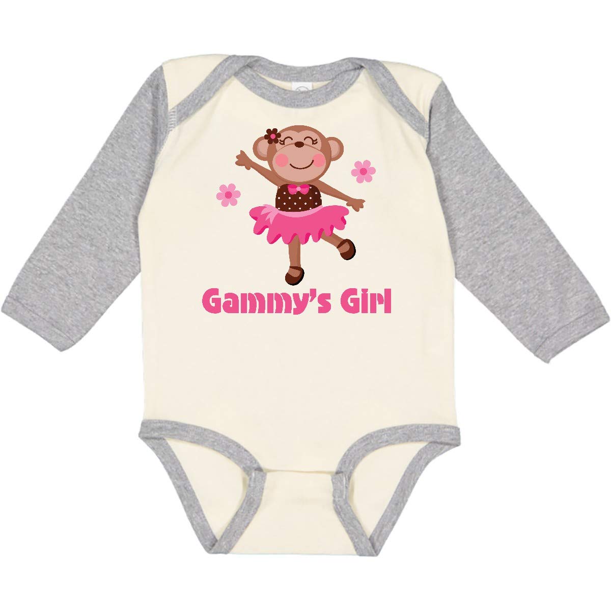Inktastic Gammy's Girl Monkey Long Sleeve Baby Bodysuit - Soft & Cute Infant Romper for Girls, Perfect for Playtime, Family Photos & Everyday Comfort