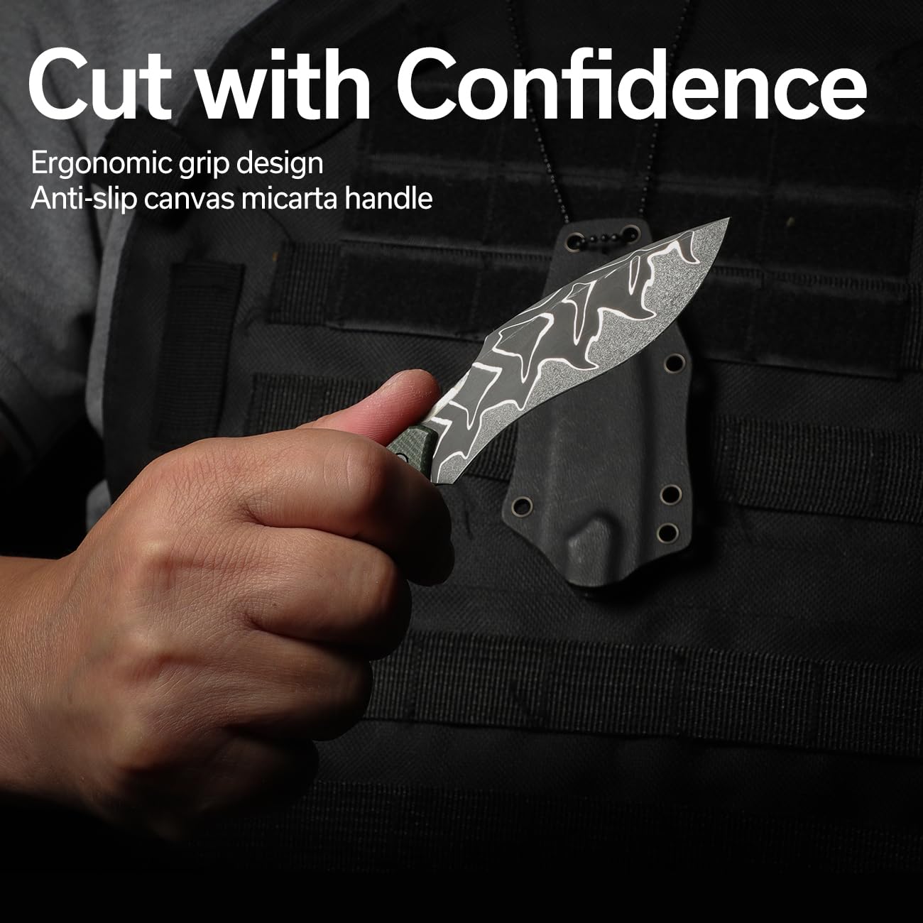 CIVIVI Vaquita II Fixed Blade Knife - EDC Tactical Knife for Outdoor Camping, Hunting & Survival Gear | High Carbon Steel with Sheath