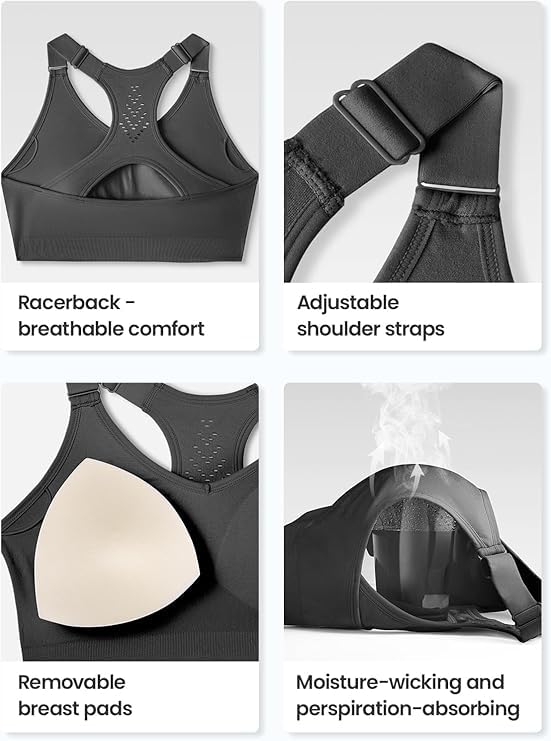FITTIN Padded Sports Bras for Women - Seamless Yoga Gym Workout for Active Lifestyles