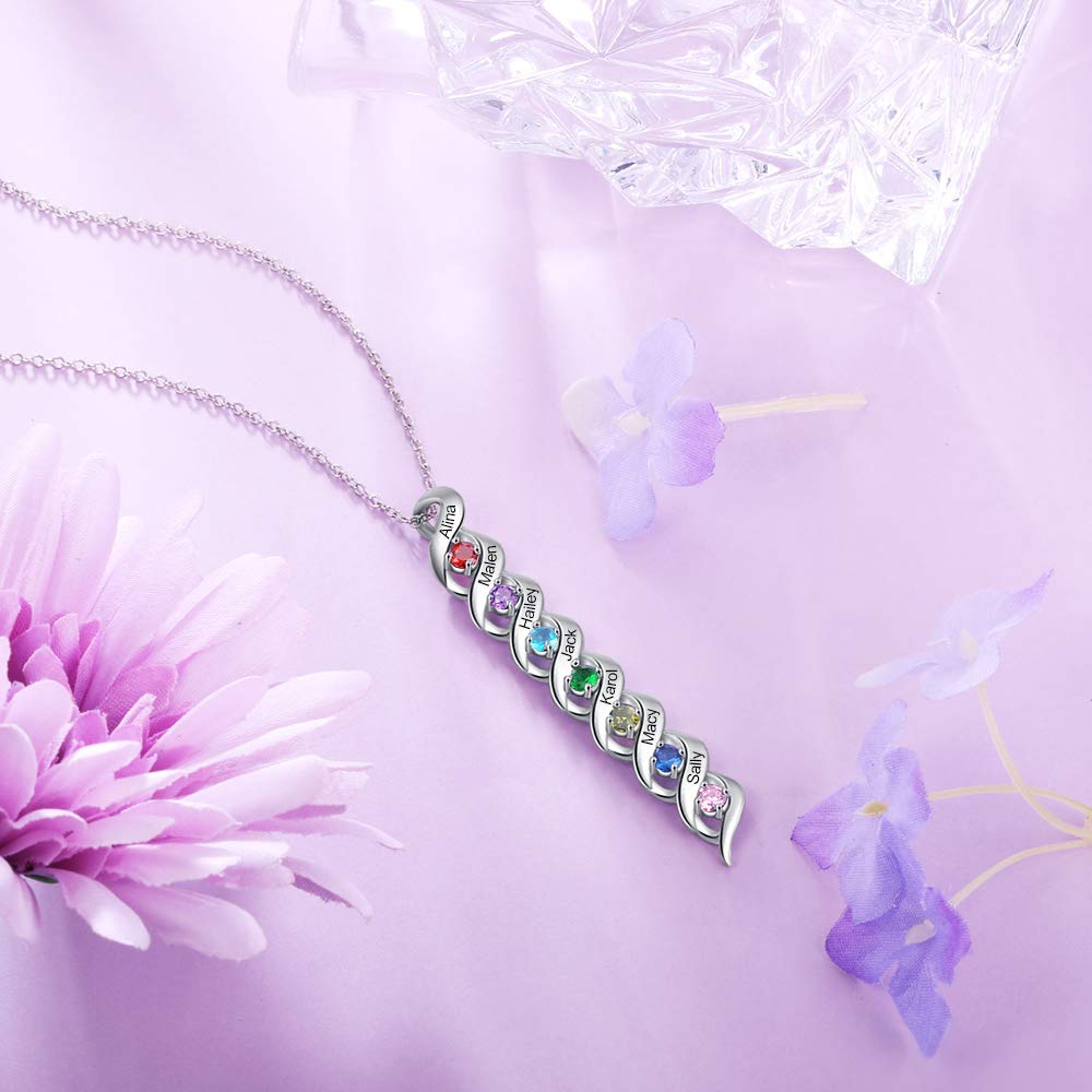 Personalized Mother & Grandma Necklace with 1-10 Name & Simulated Birthstones - Custom Jewelry Gift for Wife, Sister, Daughter - Birthday, Anniversary, Mother's Day Present - Perfect for Family Occasions & Special Moments
