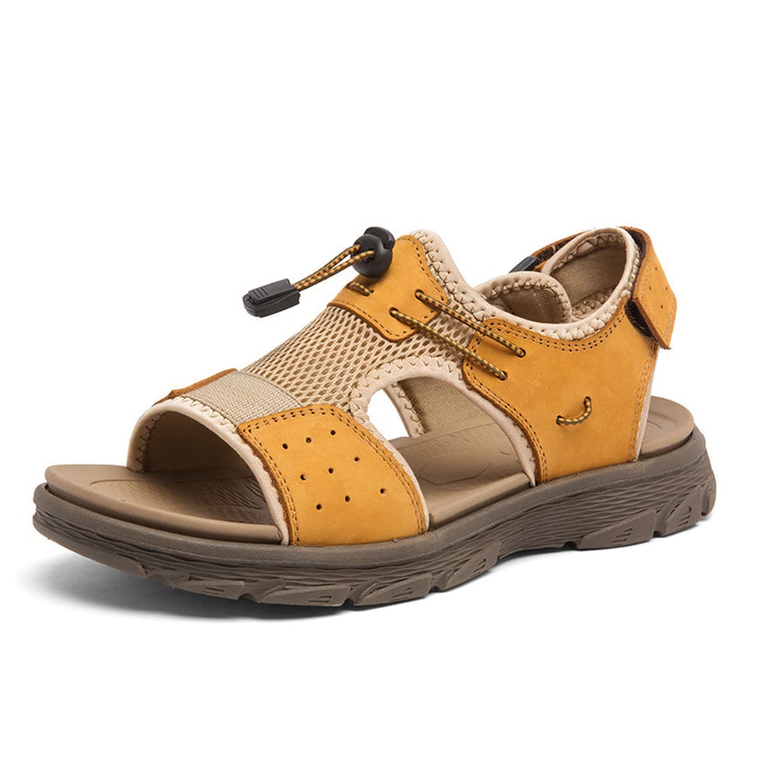 CHENSAN Men's Summer Sandals - Open Toe Leather Sandals for Beach, Hiking & Water Activities | Lightweight Breathable Comfortable Walking Shoes for Outdoor Adventures