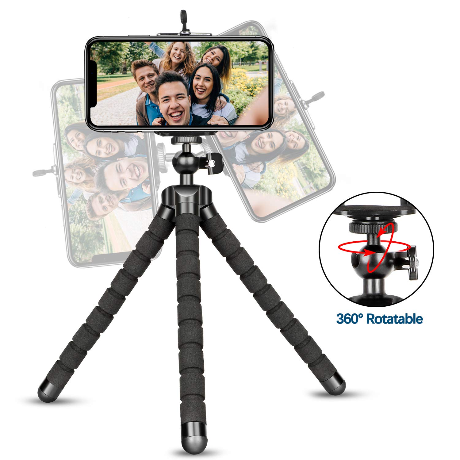 Portable Flexible Tripod Stand - Adjustable Phone & Camera Tripod Holder for Stable Video Recording - Perfect for Vlogging, Live Streaming, Travel & Outdoor Photography