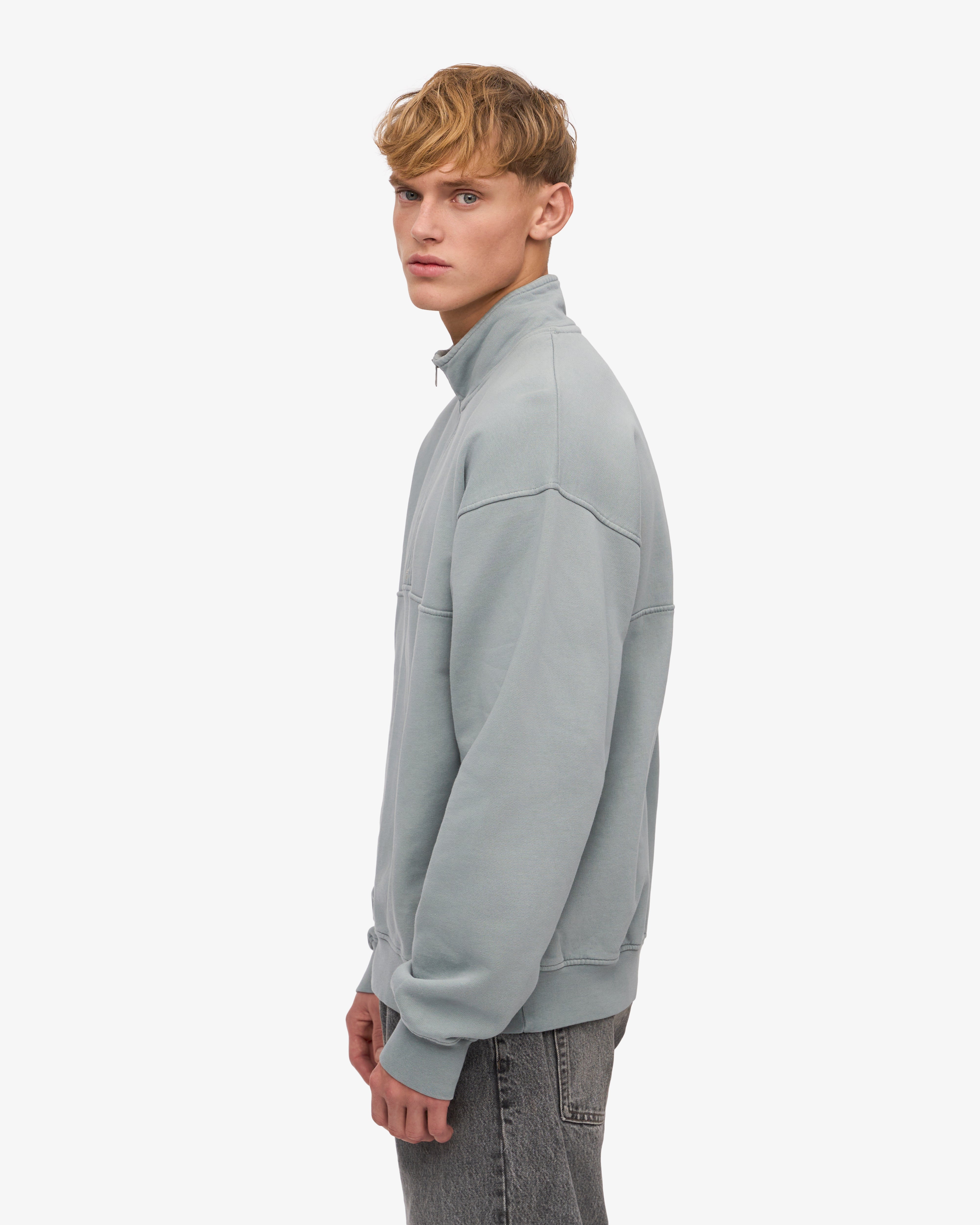 Organic Quarter Zip Sweatshirt for Men - Soft Steel Blue Pullover - Perfect for Casual Wear, Outdoor Activities & Layering in Cool Weather