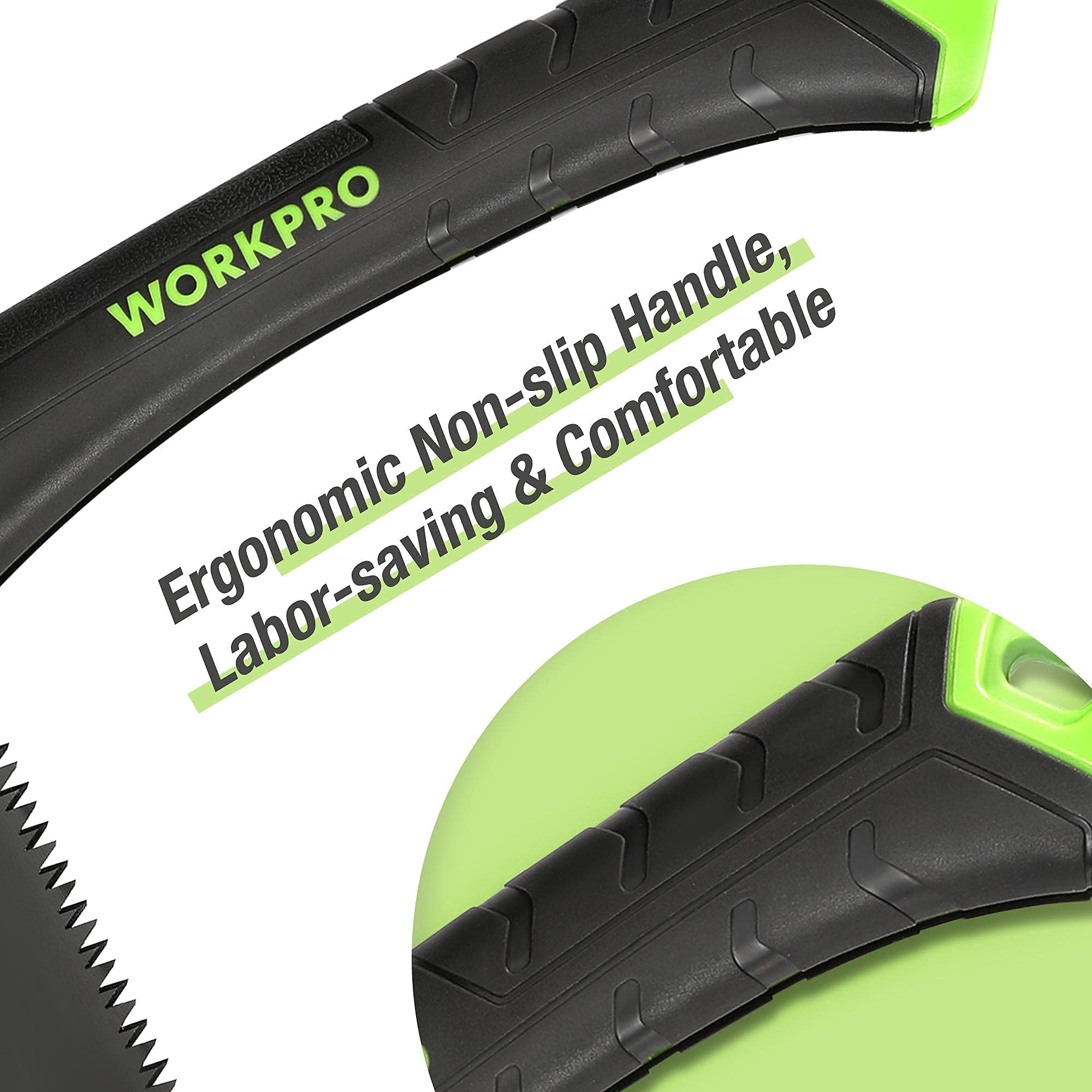 WORKPRO 7 Inch Folding Hand Saw - Triple Cut Teeth Pruning Saw for Tree Trimming, Gardening & Camping | Portable Safety Lock Design | Perfect for Outdoor Activities, Wood Cutting & Hunting Gear
