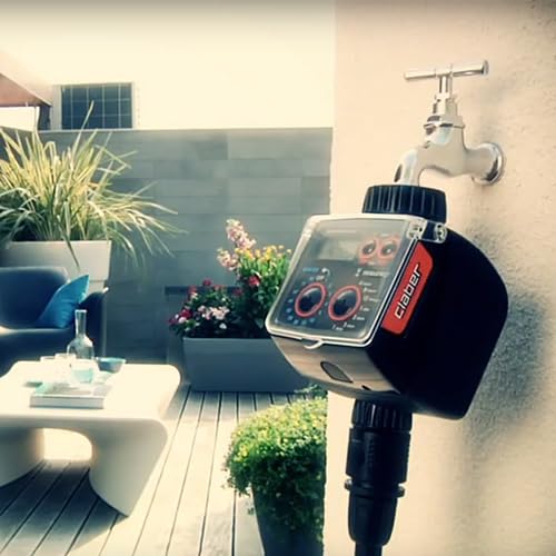 Claber 8488 Dual Select Advanced Push-Button Digital Water Timer with 2 Outlets - Automatic Garden Irrigation System for Lawns, Plants & Sprinklers
