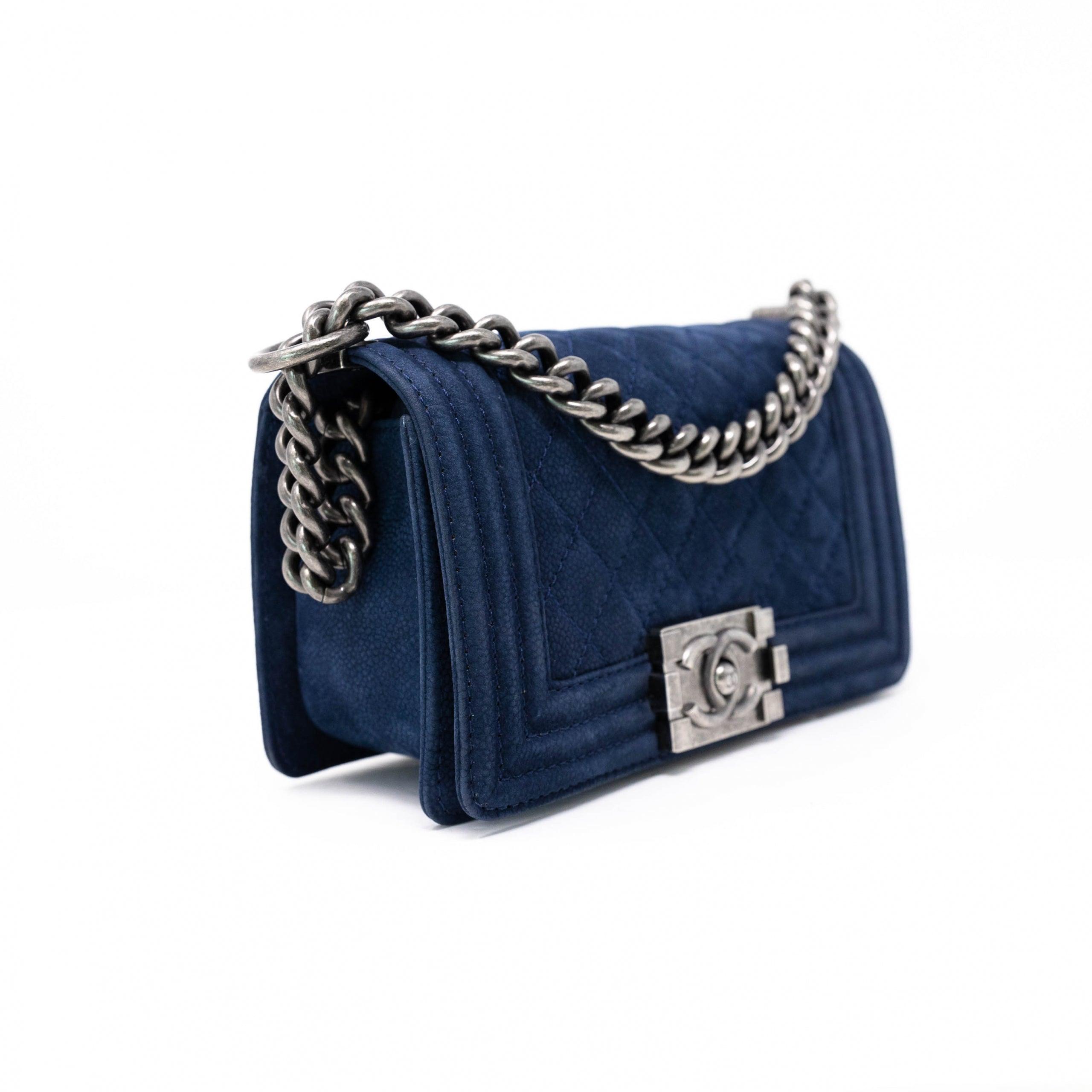 Chanel Blue Suede Small Boy Bag - Luxury Crossbody Handbag for Women | Perfect for Date Night, Parties & Special Occasions