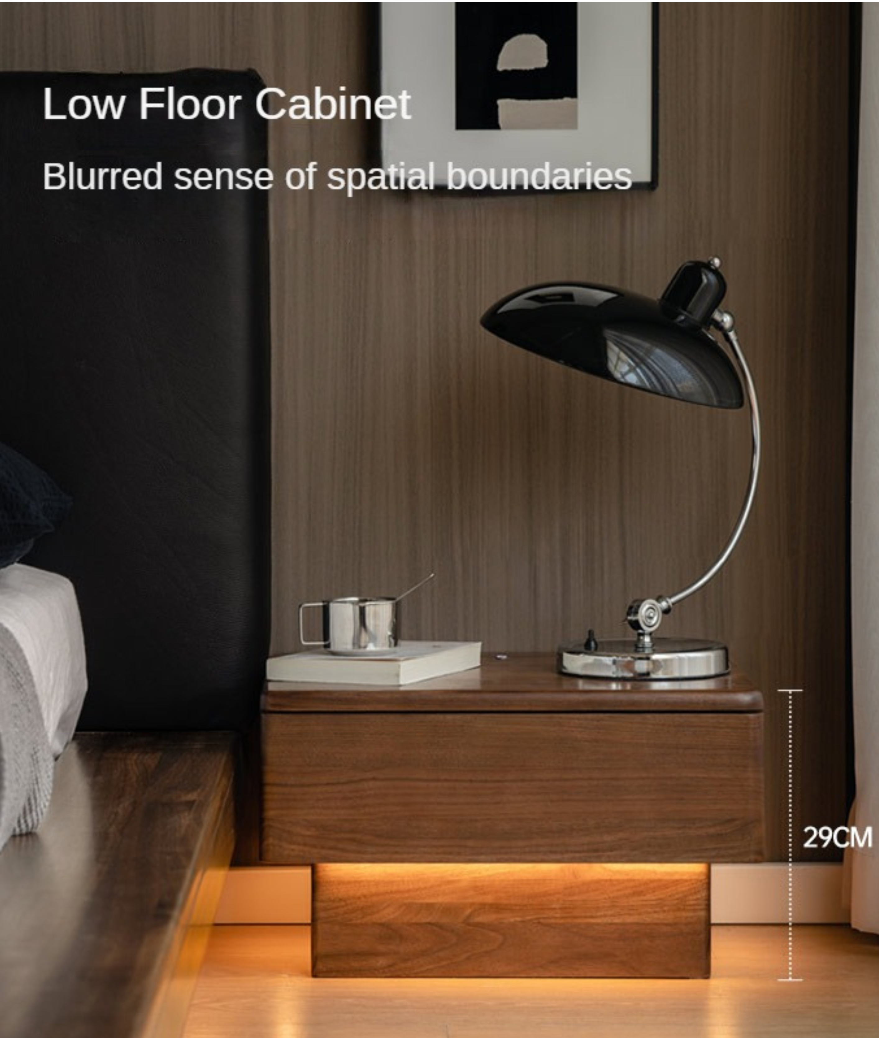 Premium Black Walnut Solid Wood Nightstand with LED Light Drawer - Stylish Bedside Table for Bedroom, Living Room, or Guest Room