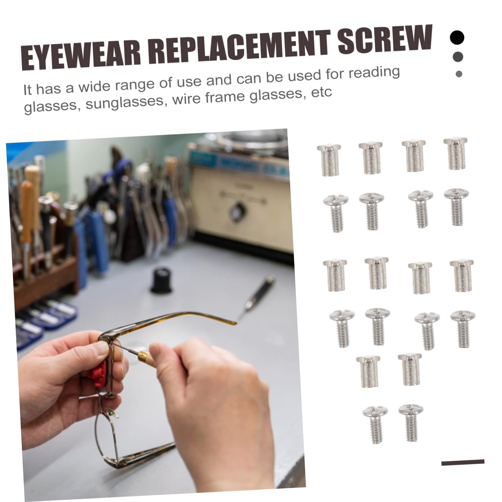 JECOMPRIS Glasses Screw Repair Kit - 2 Sets with Flat Head Screws for Eyeglasses & Sunglasses Replacement Parts | Perfect for DIY Fixes at Home, Office, or Travel