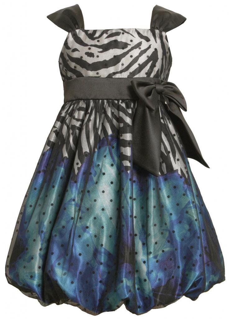 Bonnie Jean Girls' Zebra Floral Print Bubble Dress for Kids - Perfect for Birthday Parties, School Events & Special Occasions