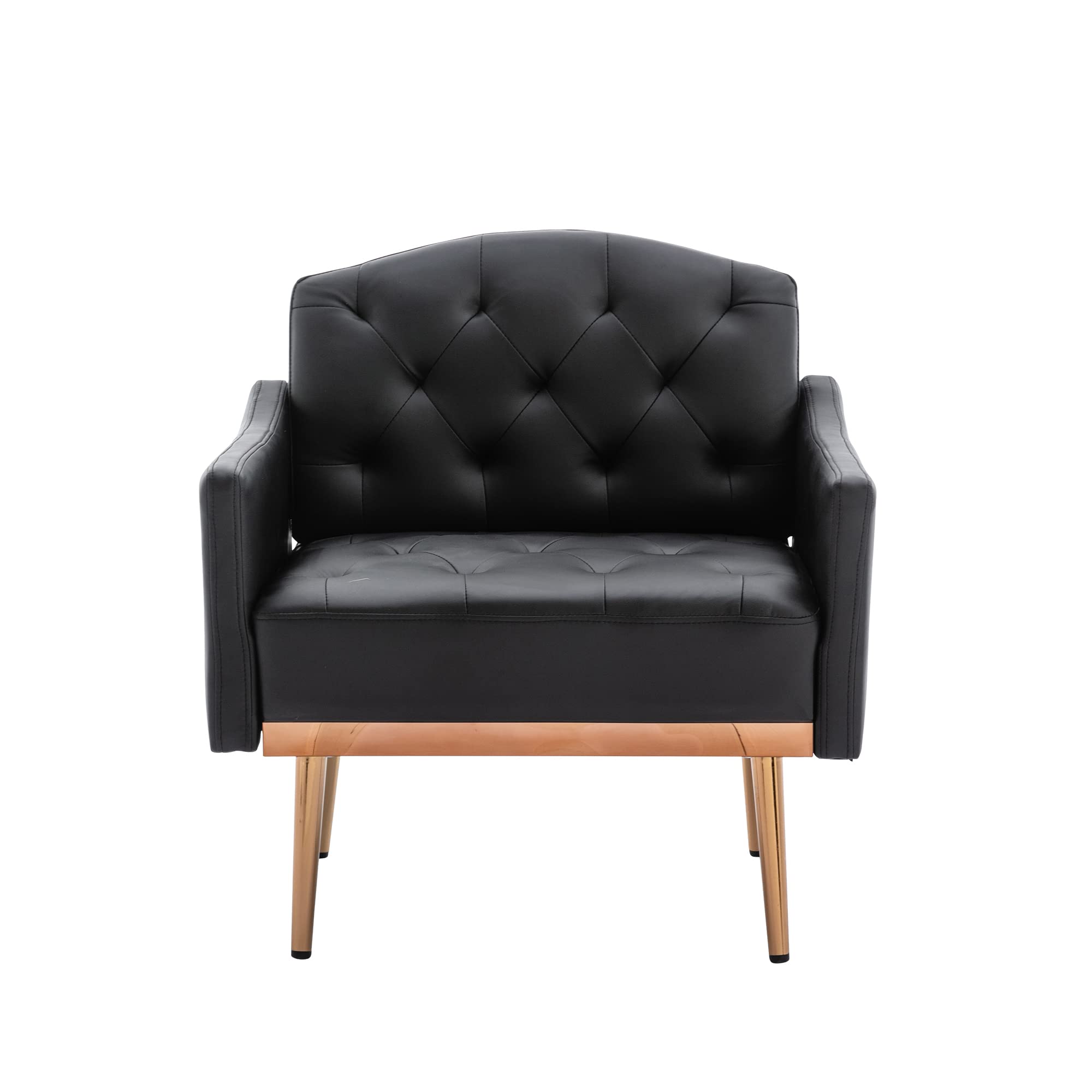 HomVent Faux Leather Armchair with Rose Gold Tapered Legs - Button Tufted Single Sofa Chair for Living Room, Club, Waiting Room - Perfect for Home Office, Reading Nook & Lounge Areas