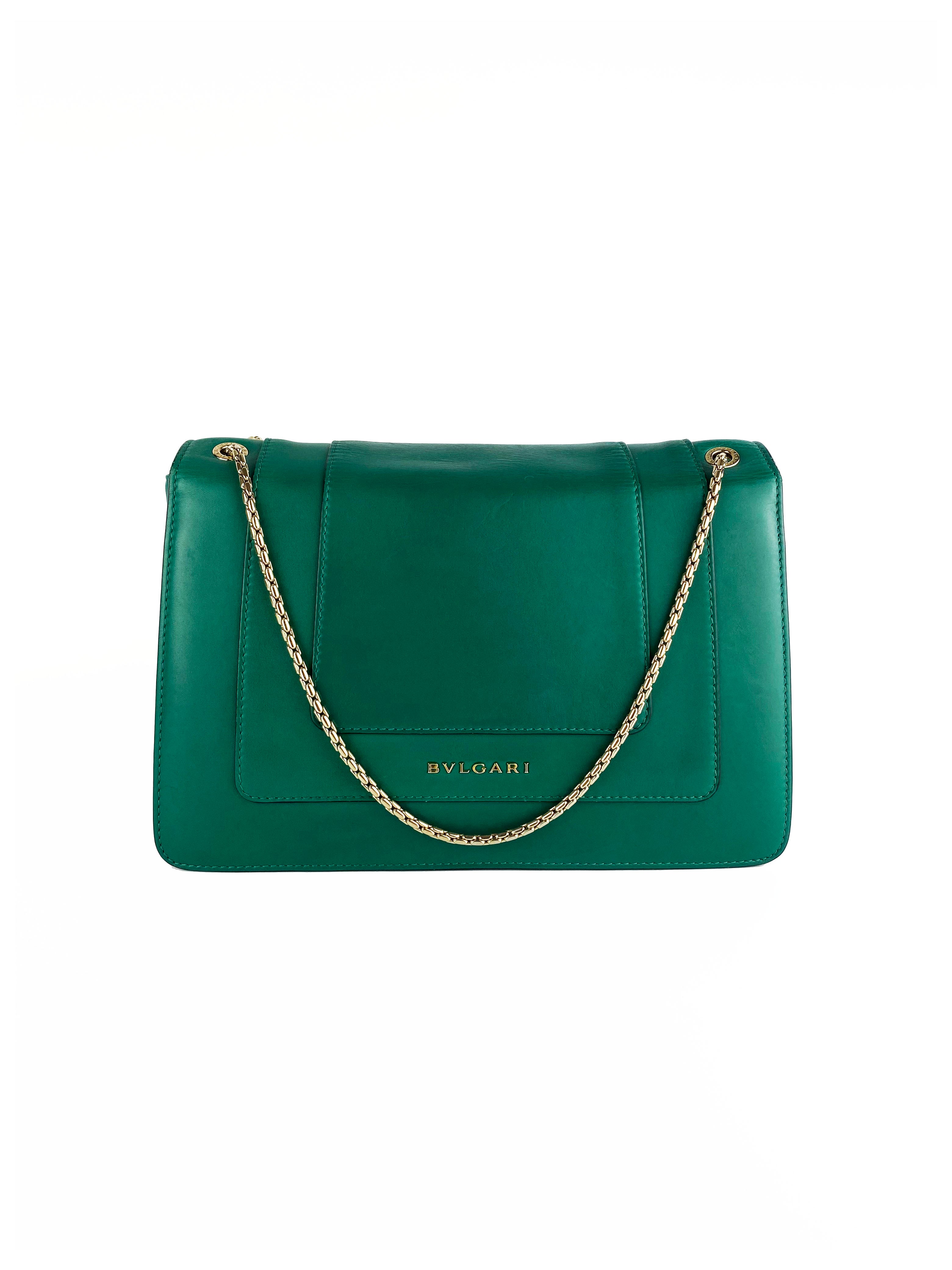 Bvlgari Serpenti Forever Green Leather Shoulder Bag - Luxury Designer Handbag for Women, Perfect for Parties, Weddings & Evening Events