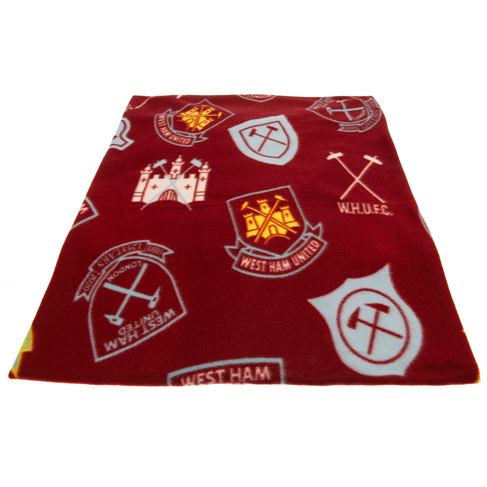 West Ham United Historic Crests Fleece Blanket - Soft & Warm Football Team Blanket for Home, Office, or Stadium Use - Perfect Gift for Soccer Fans