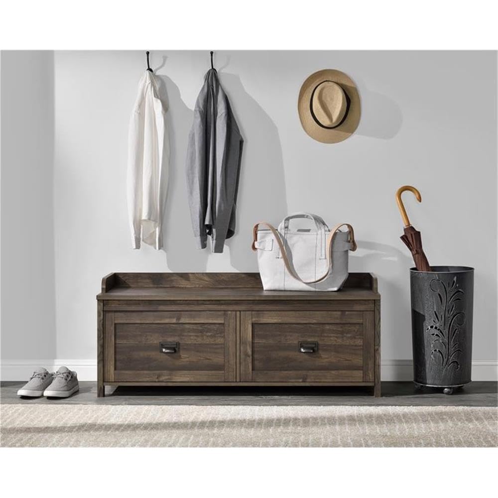 Pemberly Row Contemporary Entryway Storage Bench - Rustic Wooden Hallway Bench with Seat & Storage for Shoes, Coats & Accessories - Perfect for Entryway, Mudroom, or Bedroom Organization