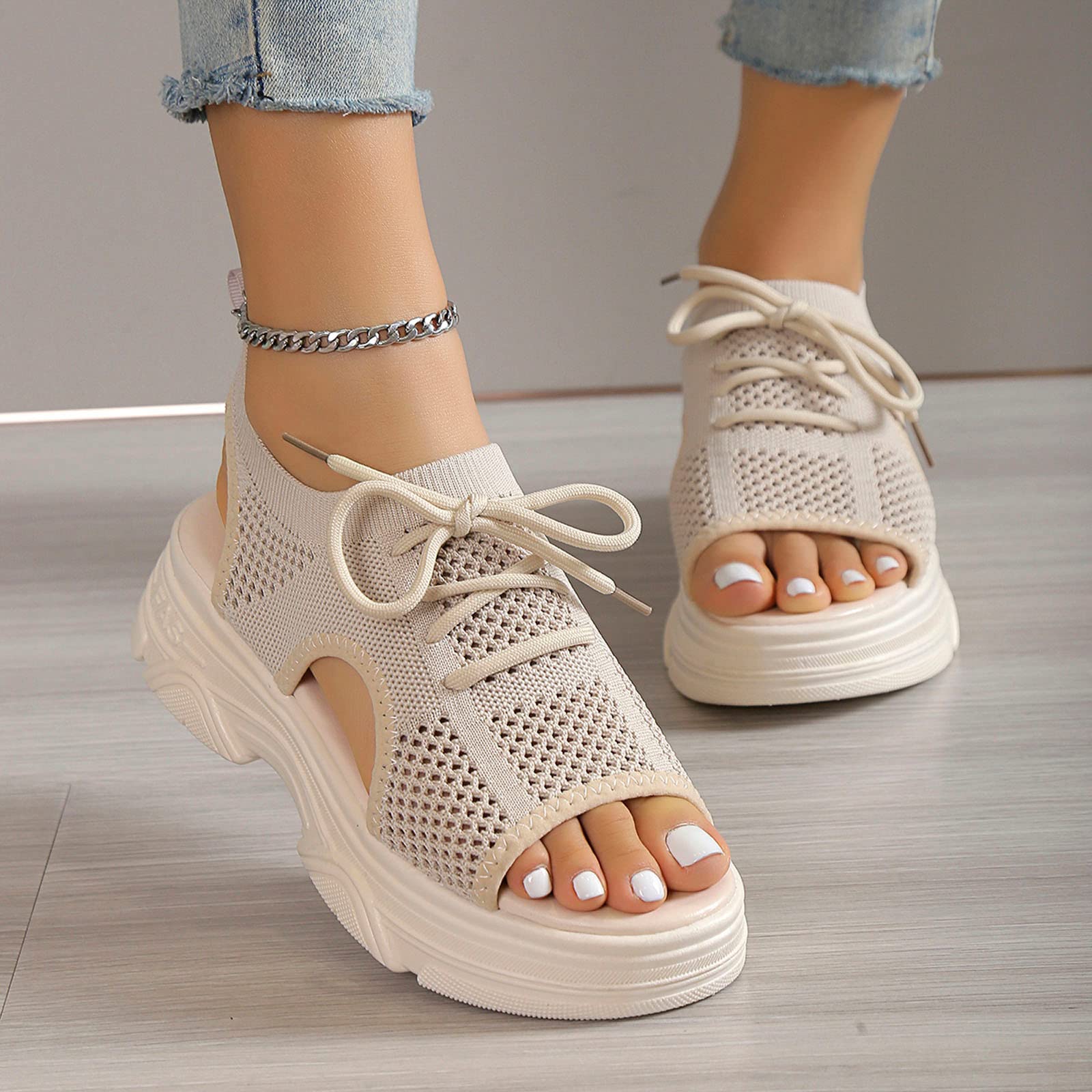 Women's Orthopedic Wedge Sandals with Ankle Strap - Open Toe Platform Sandals for Summer, Casual & Beach Wear - Comfortable Slip-On Strappy Sandals for Walking, Travel, and Outdoor Activities