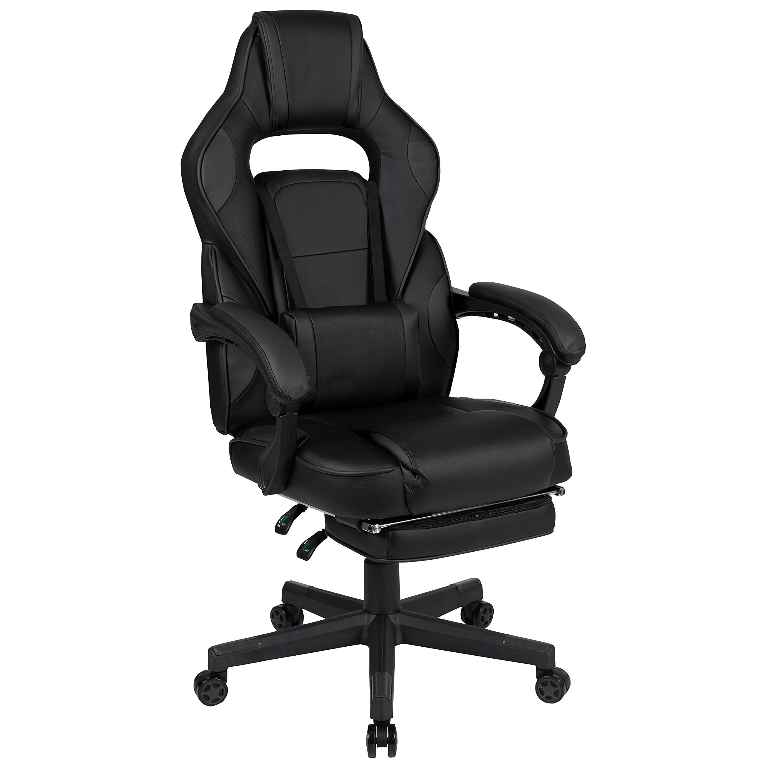 Emma & Oliver Black Ergonomic Gaming Chair with Adjustable Recline, Armrests, Footrest & Lumbar Support - Perfect for Office, Streaming & Long Gaming Sessions