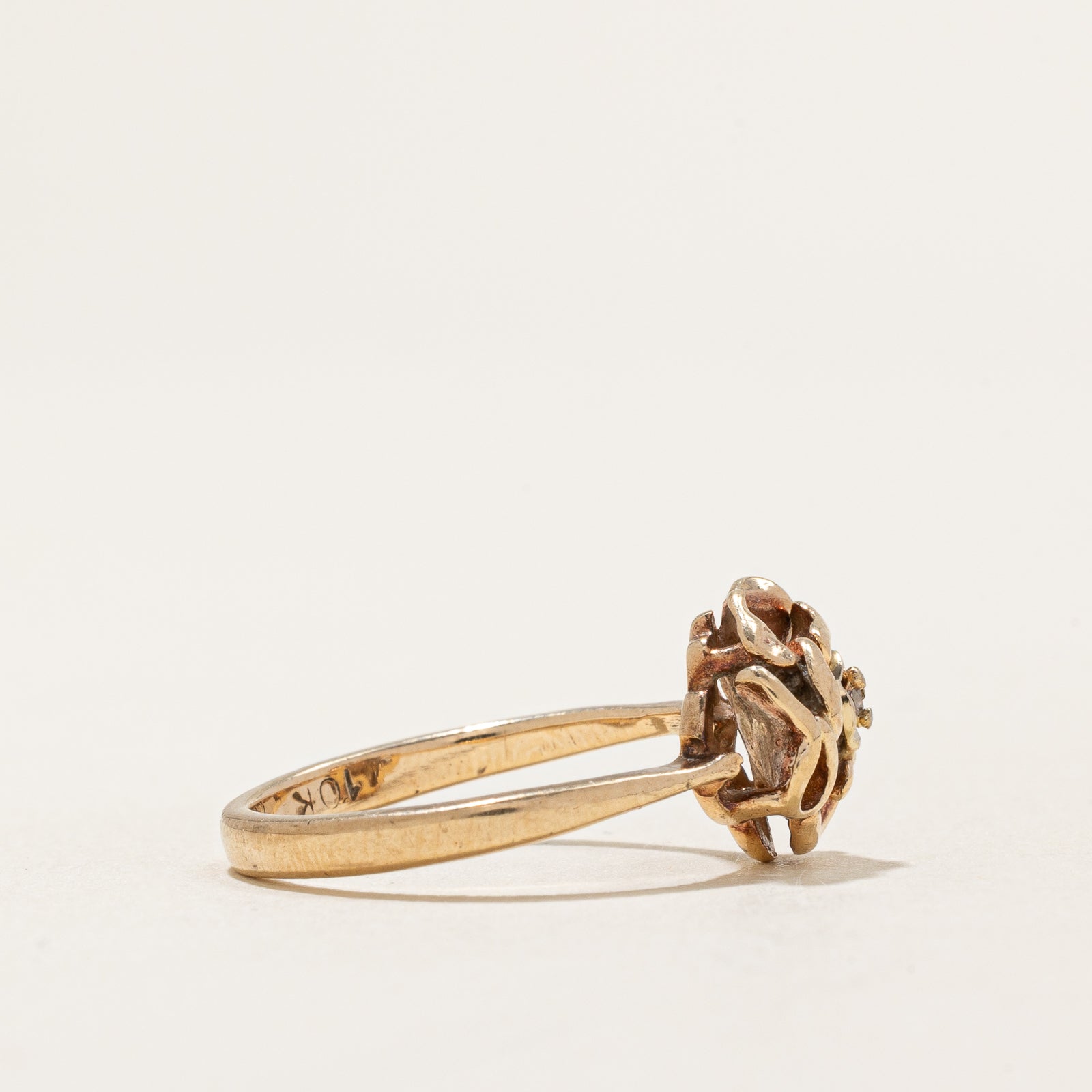 0.004ct Single Stone Diamond Flower Ring - Size 4.75 | Elegant Dainty Jewelry for Women | Perfect for Engagement, Wedding, Anniversary & Everyday Wear
