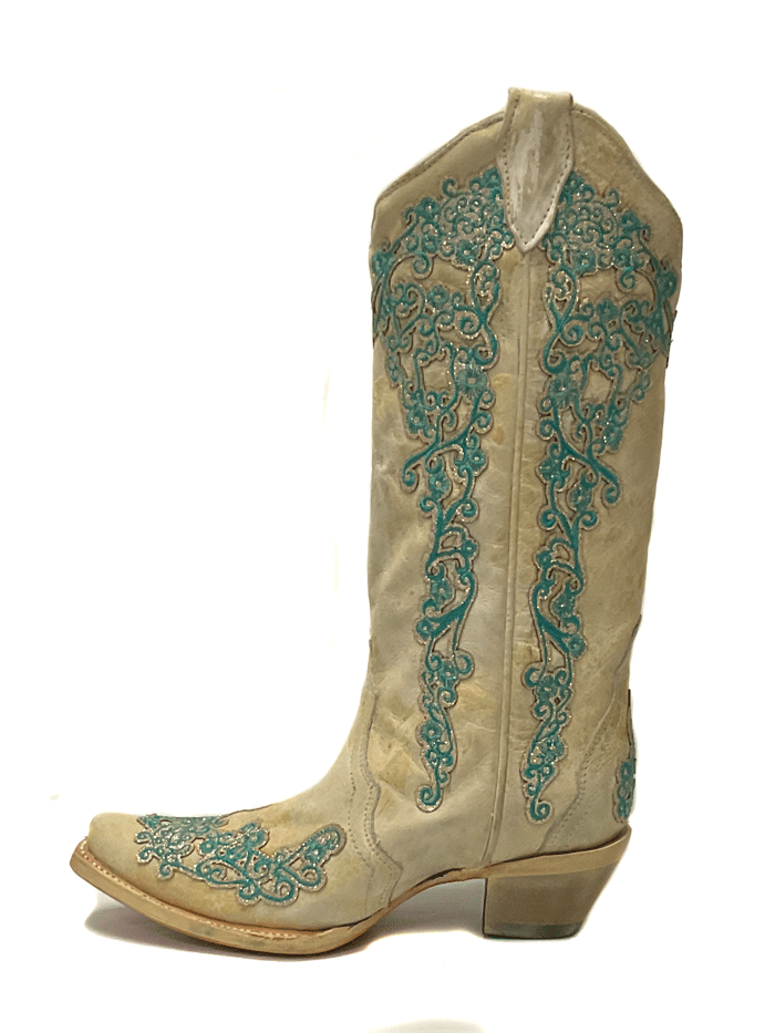 Corral A4368 Women's Snip Toe Cowgirl Boots with Overlay, Embroidery & Glitter - Perfect for Western Rodeo, Country Dancing & Casual Wear