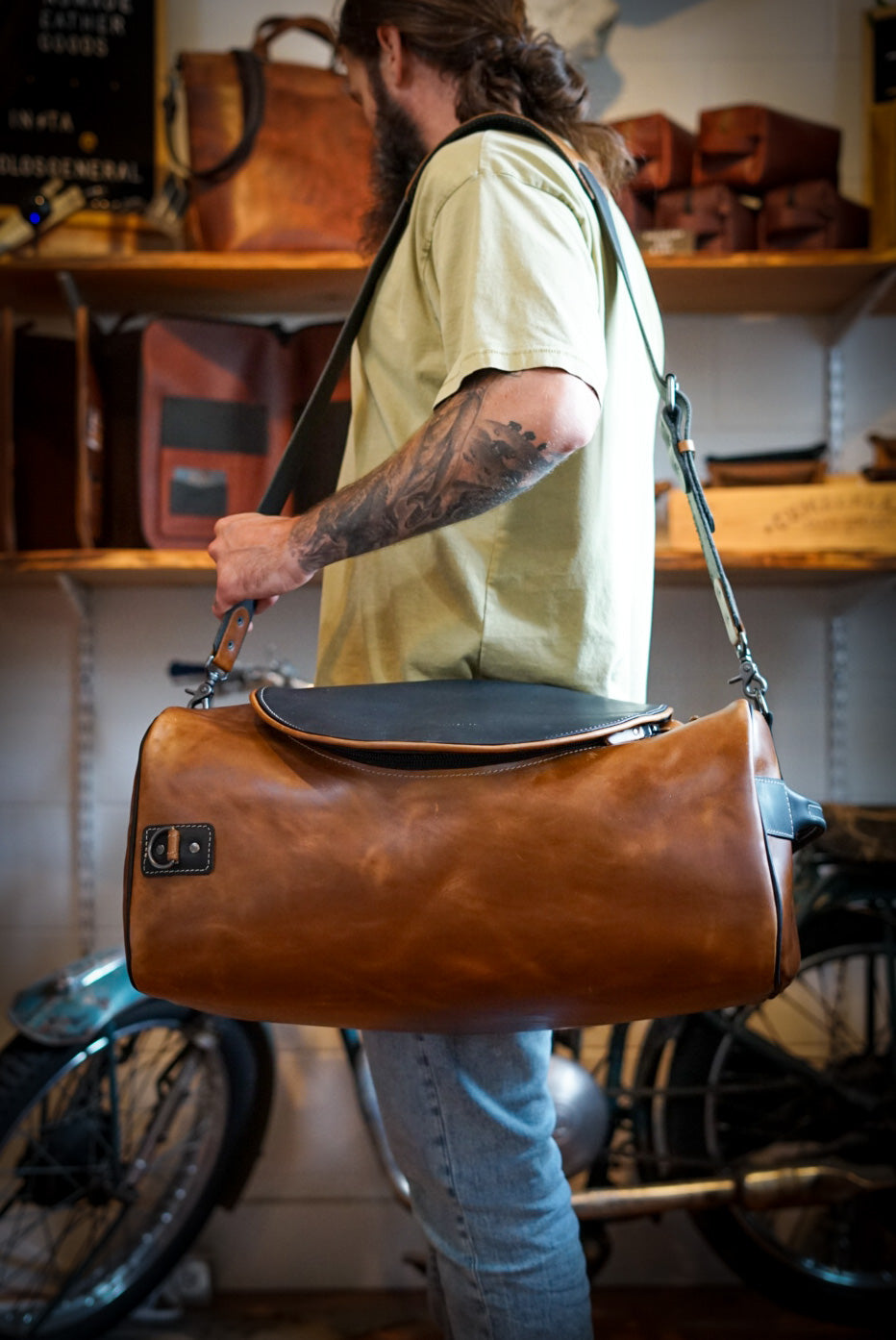 Duffleback Warrior Backpack - Two Tone Golden Maple Brown & Flat Black Accents - Durable Travel & Gym Bag for Outdoor Adventures & Daily Commute