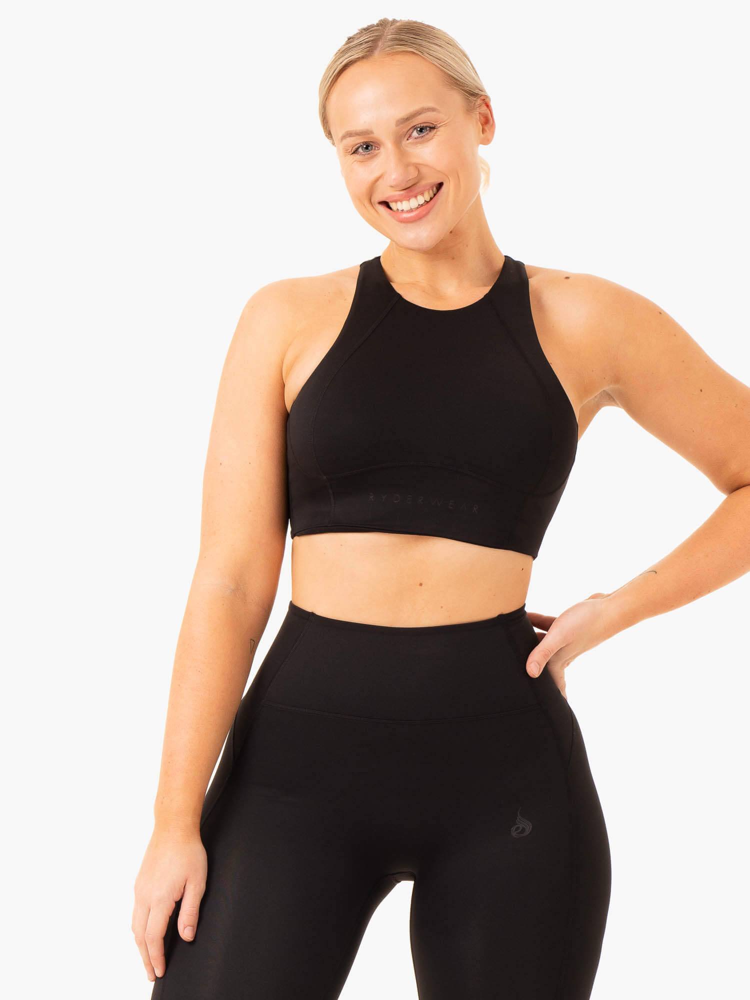 NKD Frame Long Line Sports Bra for Women - High Support Workout Bra, Seamless & Breathable - Perfect for Yoga, Running & Gym - Black