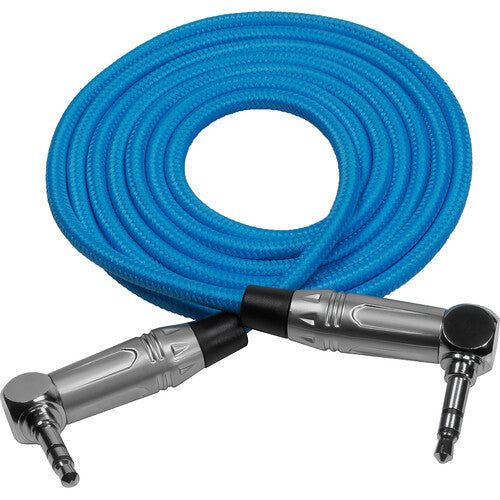 Kondor Blue 3.5mm Right Angle TRS Stereo Audio Cable (48 Inch) - High Quality Balanced Audio Connector for Studio Recording, DJ Equipment & Professional Audio Systems