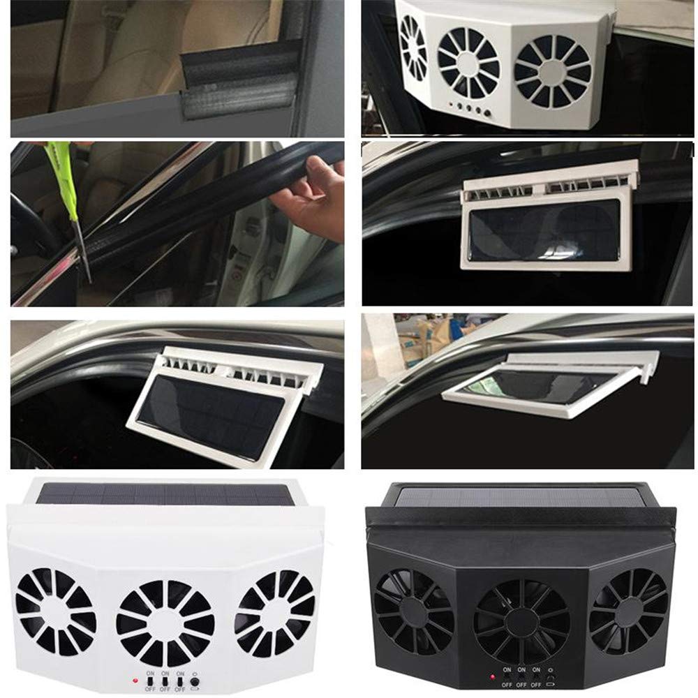 Rechargeable Solar Car Fan - Dual Air Outlet Window Ventilation Cooler for Summer | Keep Your Car Cool & Fresh with Solar Power | Perfect for Road Trips, Commuting & Outdoor Adventures