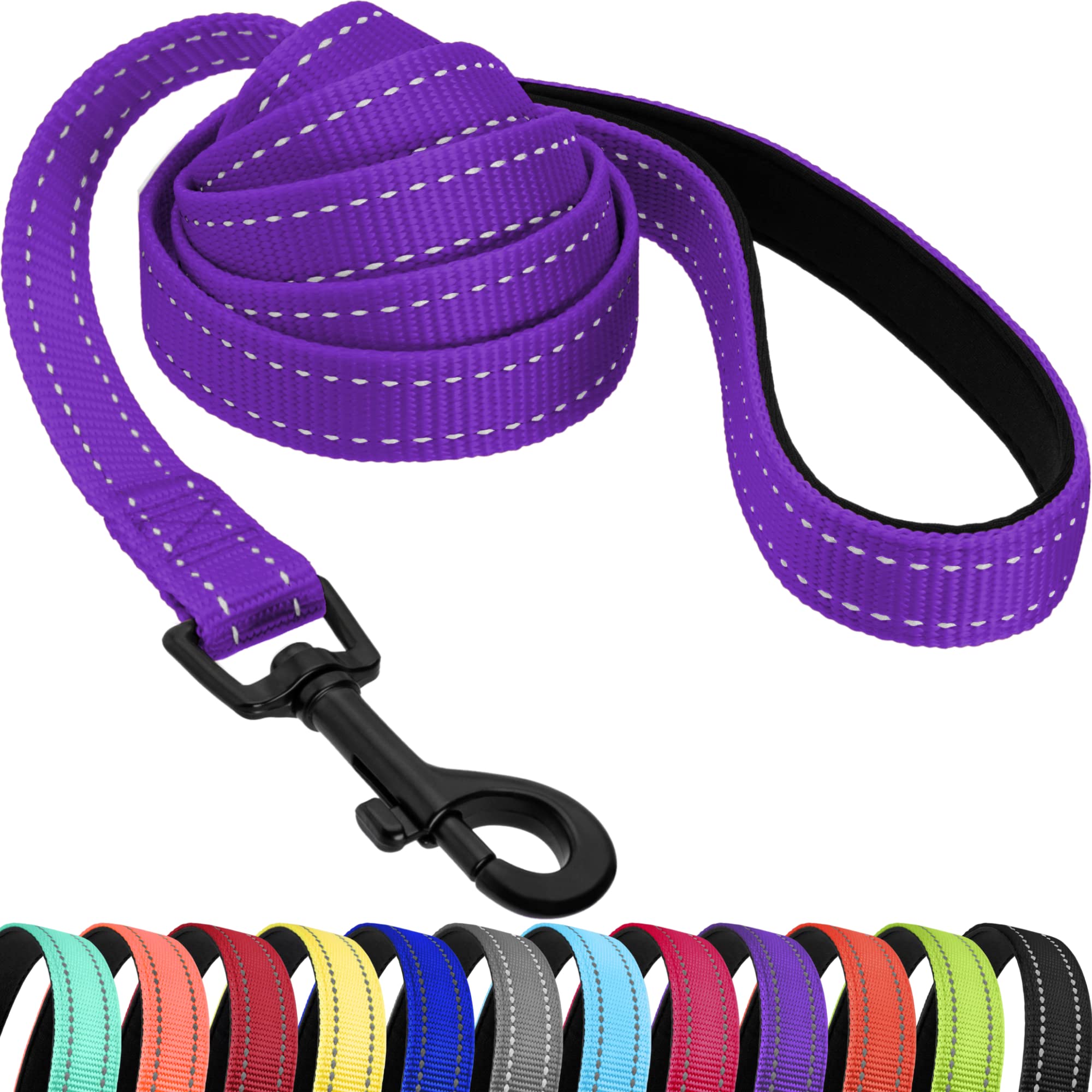 **CollarDirect Heavy Duty Nylon Dog Leash - 5ft Reflective Pet Leash for Small, Medium & Large Dogs - Durable Training & Walking Leash for Outdoor Adventures (Purple, Small) - Perfect for Daily Walks, Jogging & Obedience Training**