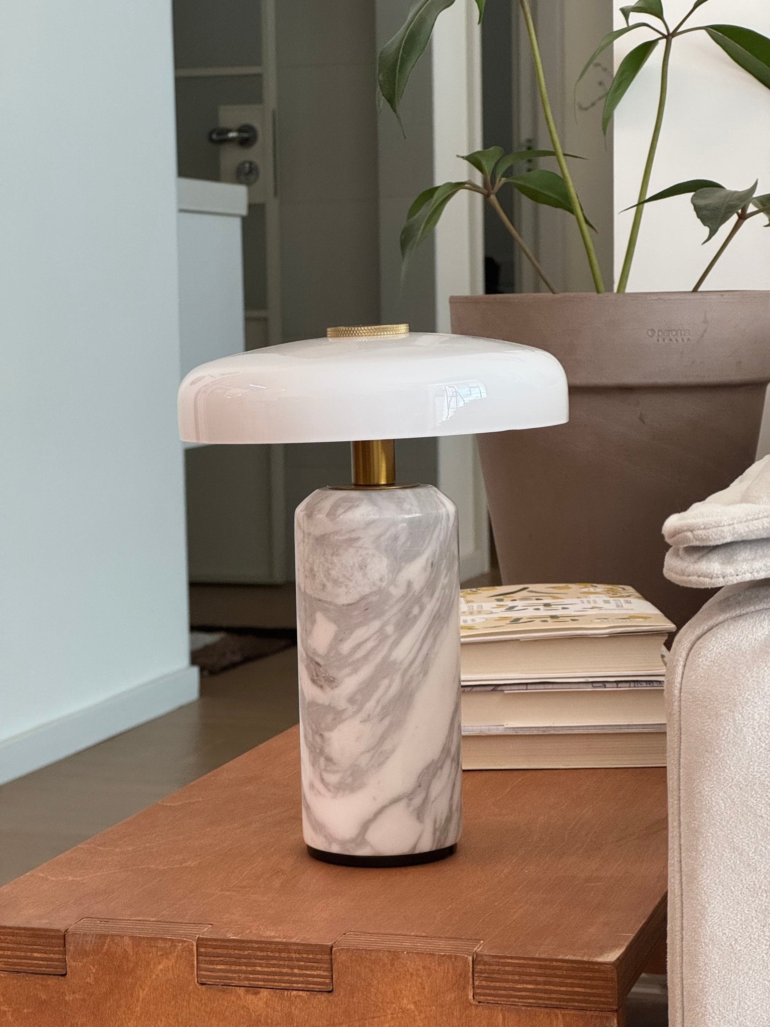 Elegant Lunara Marble Table Lamp - Modern Home & Office Decor Lighting for Bedroom, Living Room, Study - Dimmable LED Desk Lamp with USB Port