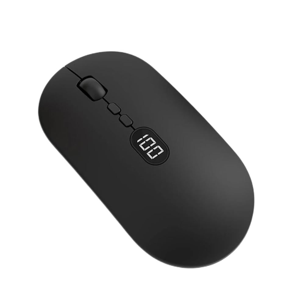 **Rechargeable Wireless Gaming Mouse - Bluetooth & 2.4Ghz Dual Mode, 2400DPI, 7 Programmable Buttons, Silent Click, Power Display - Compatible with PC, Laptop, Mac (Black) - Perfect for Office, Gaming & Travel**