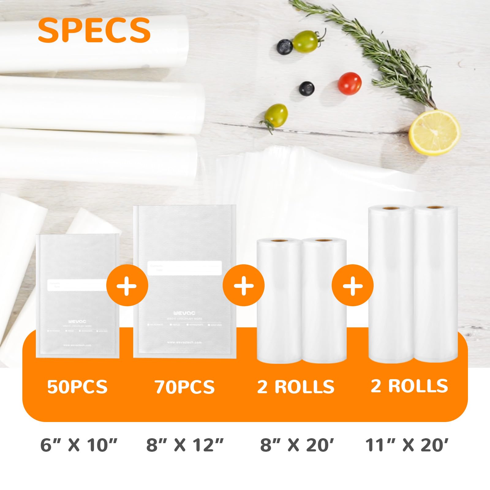 Premium Vacuum Sealer Bags & Rolls Variety Pack - 50x 6