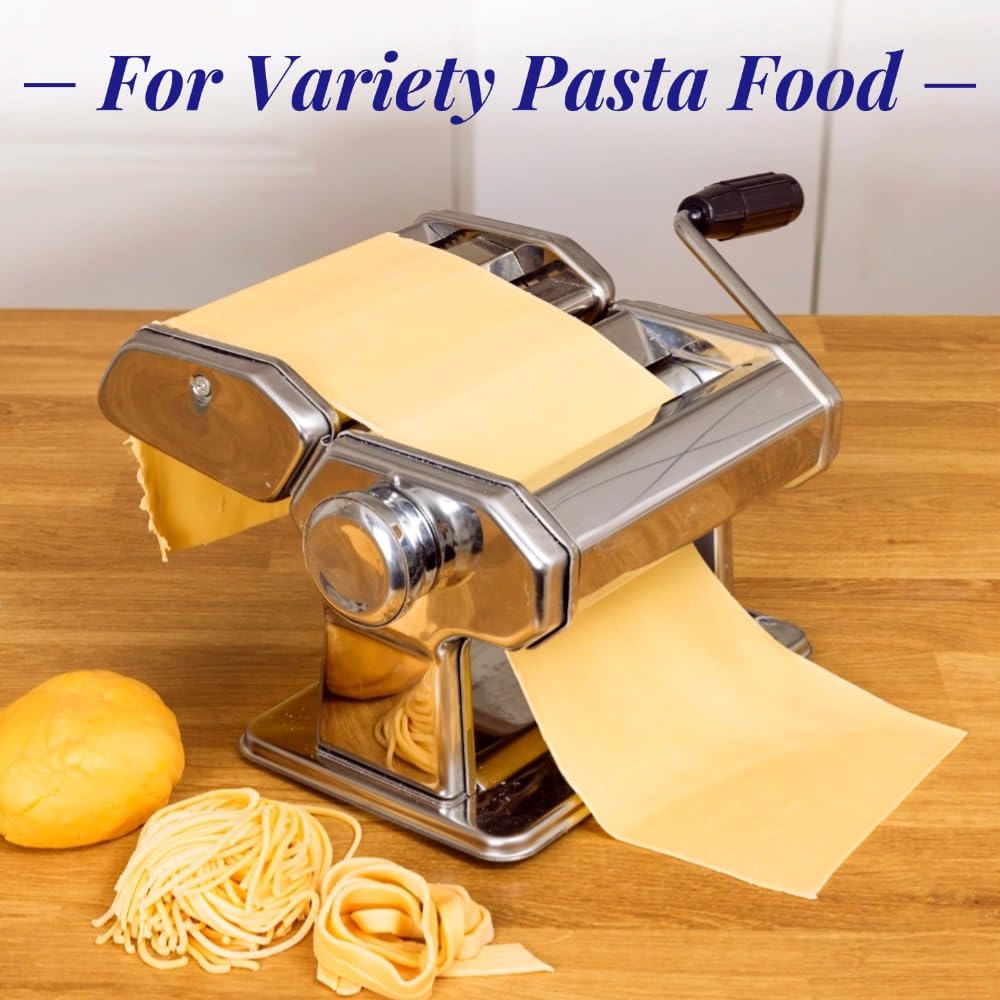 **7-in-1 Pasta Maker Machine with 150mm Roller & Hand Crank – Adjustable Thickness for Spaghetti, Fettuccine, Lasagna, Dumpling Skin – Perfect for Homemade Italian Pasta & Asian Noodles**    *(Ideal for Home Chefs, Italian Cuisine Lovers & DIY Pasta Enthusiasts – Great Gift for Cooking Beginners & Foodies!)*