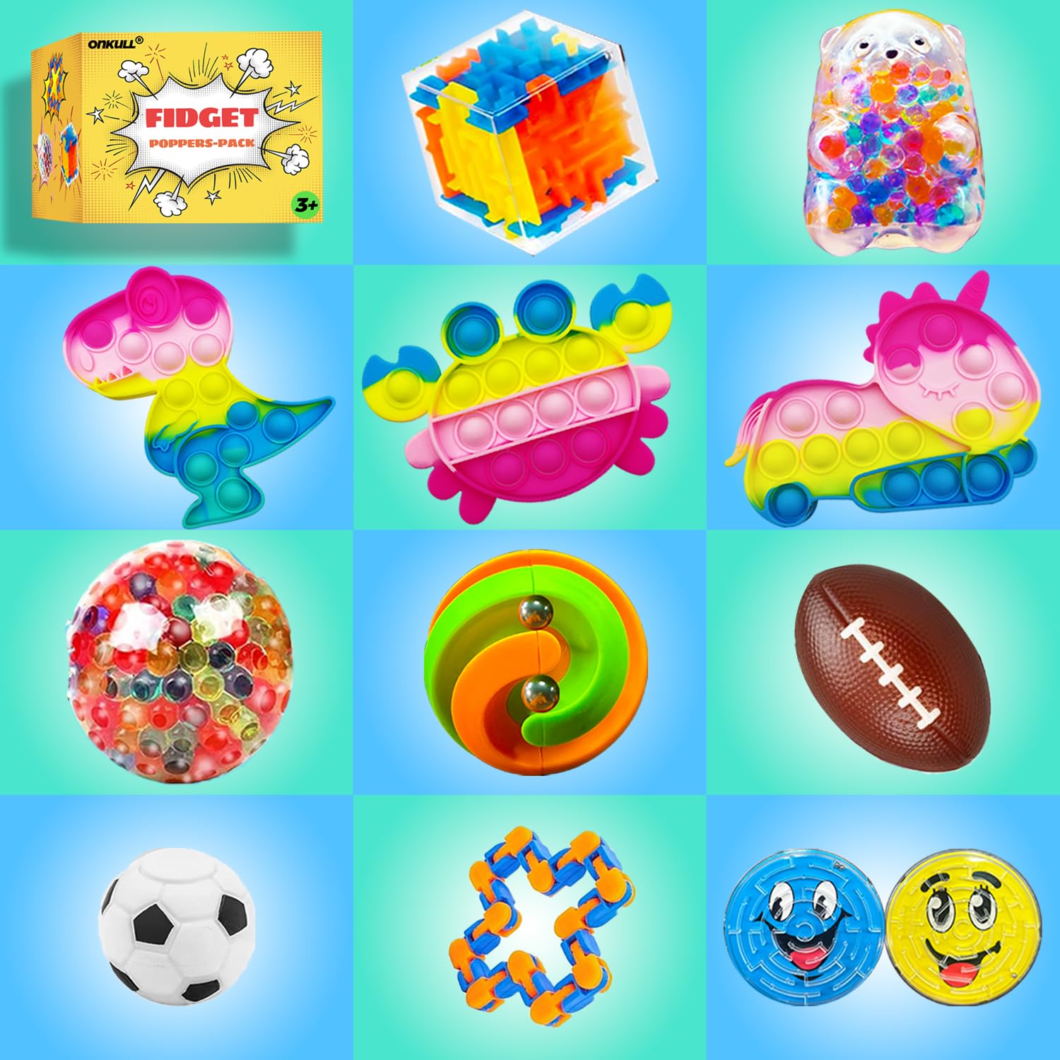 Fidget Toys Pack - Bulk Sensory Stress Relief Toys for Kids, Adults, ADHD & Autism - Party Favors, Classroom Prizes, Carnival Treasure - Perfect for Anxiety Relief, Focus & Relaxation at School, Home or Office