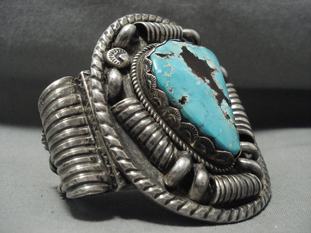 157 Gram Opulent And Crazy Vintage Navajo Turquoise Native American Jewelry Silver Bracelet