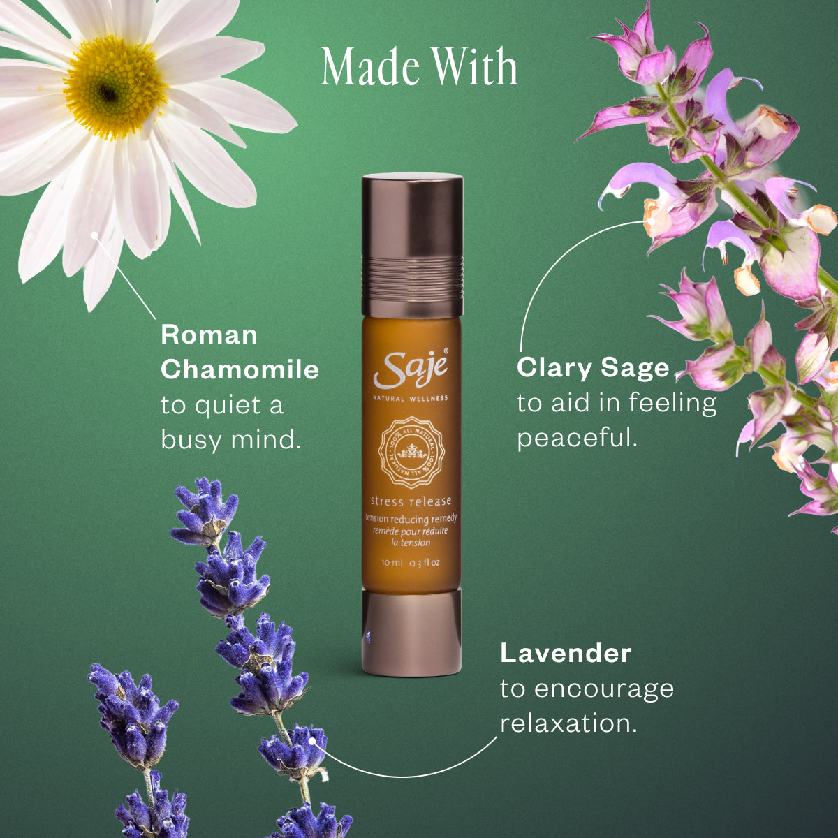 Stress Relief Roll On Essential Oil - Natural Aromatherapy for Relaxation & Anxiety Relief - Perfect for Home, Office & Travel Use