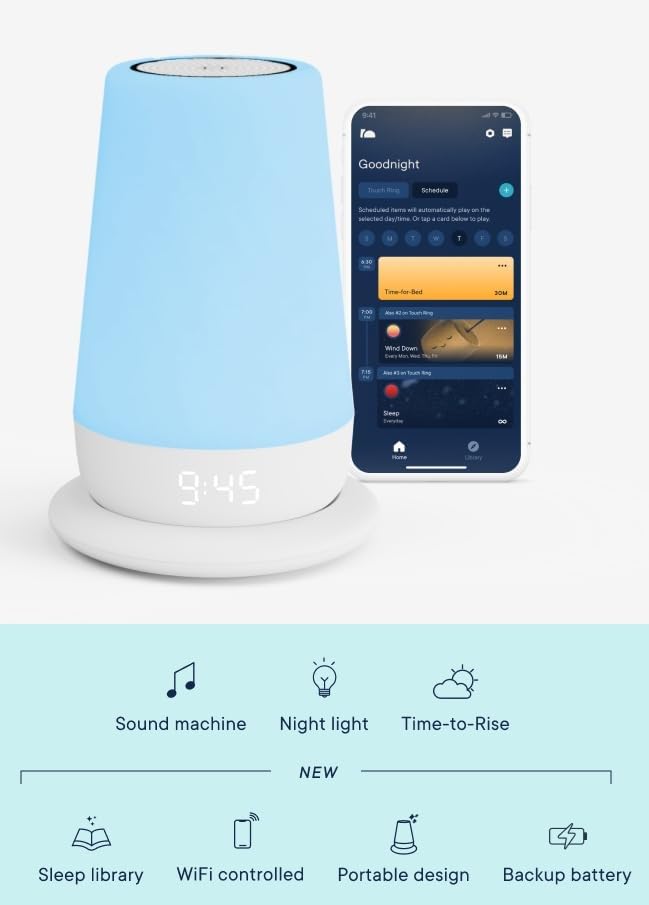Hatch Rest+ 2nd Gen Baby & Kids Sound Machine with Night Light, Alarm Clock, Sleep Trainer, White Noise & Bedtime Stories - Portable with Backup Battery & Charging Base - Perfect for Nursery, Bedroom & Travel