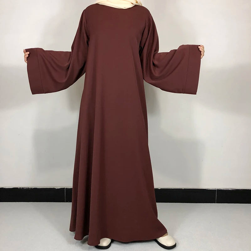 Basic Plain Nida Abaya with Free Belt - Modest Muslim Dress for Women - Perfect for Prayer, Eid, and Special Occasions