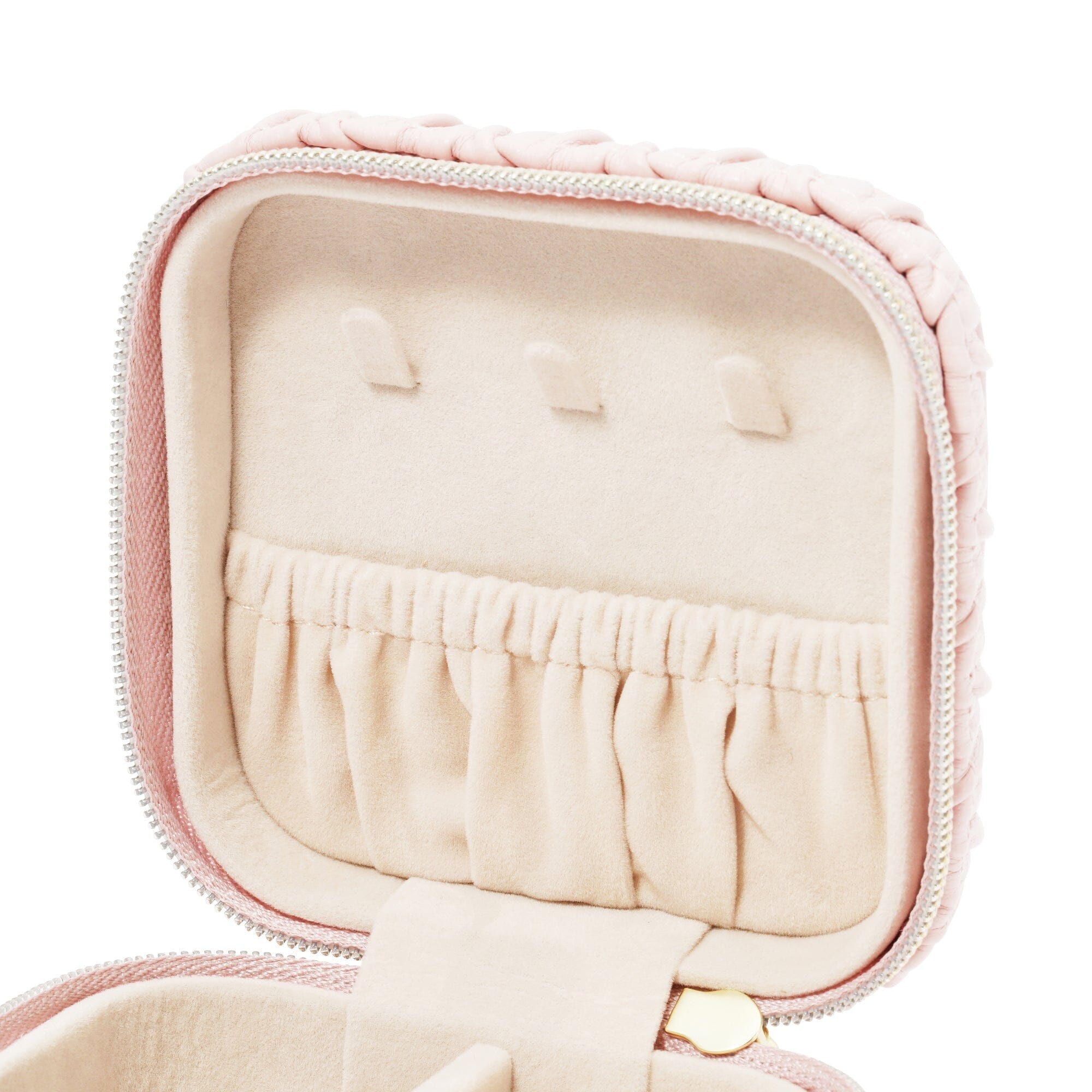 Elegant Pink Embossed Travel Jewelry Box - Compact Organizer for Necklaces, Rings & Earrings - Perfect for Vacation, Bridal Shower & Gift Giving