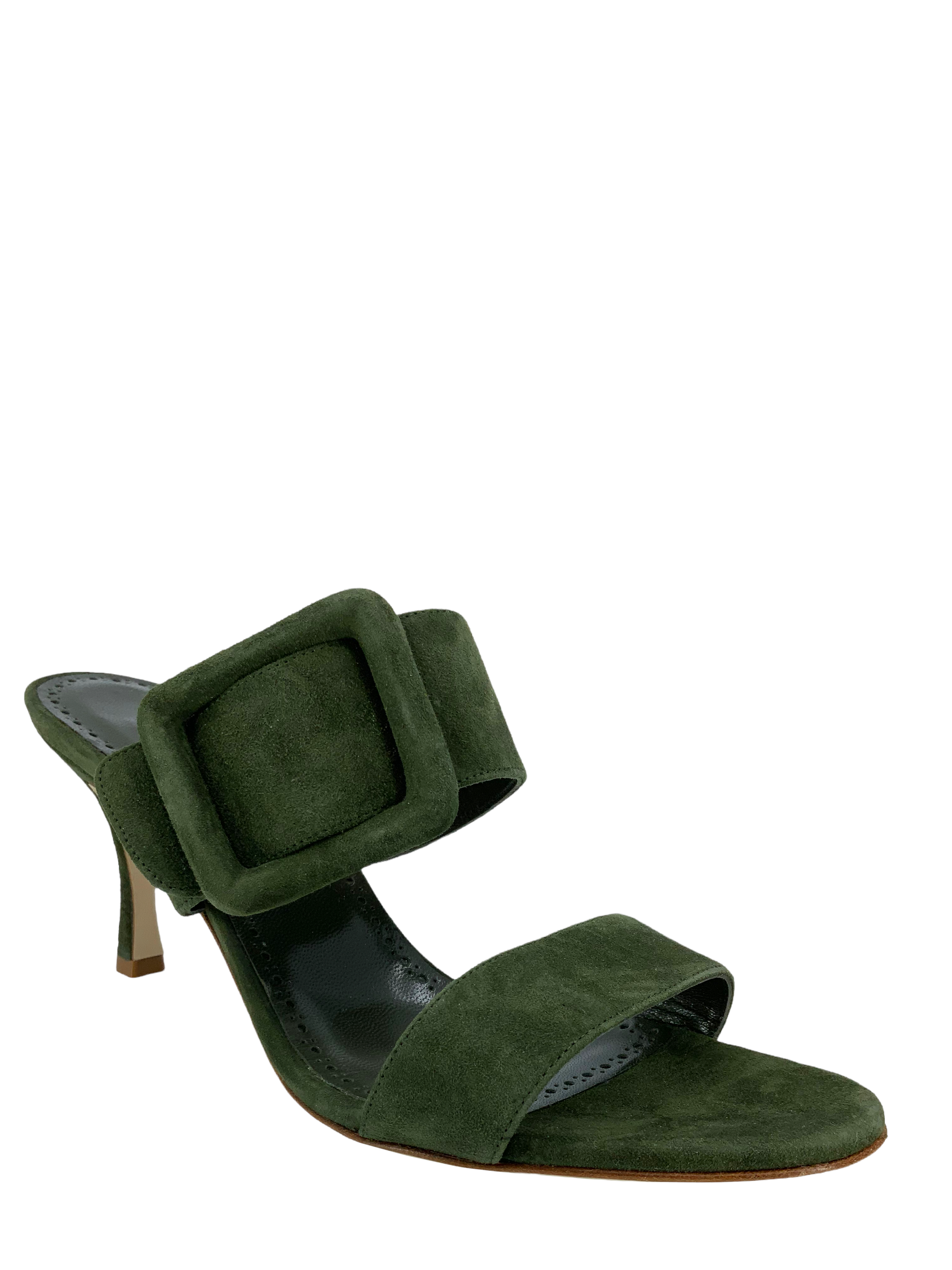 Manolo Blahnik Gable 70 Buckled Suede Mules - Women's Size 9 Luxury Comfort Slides | Perfect for Office, Cocktail Parties & Evening Events