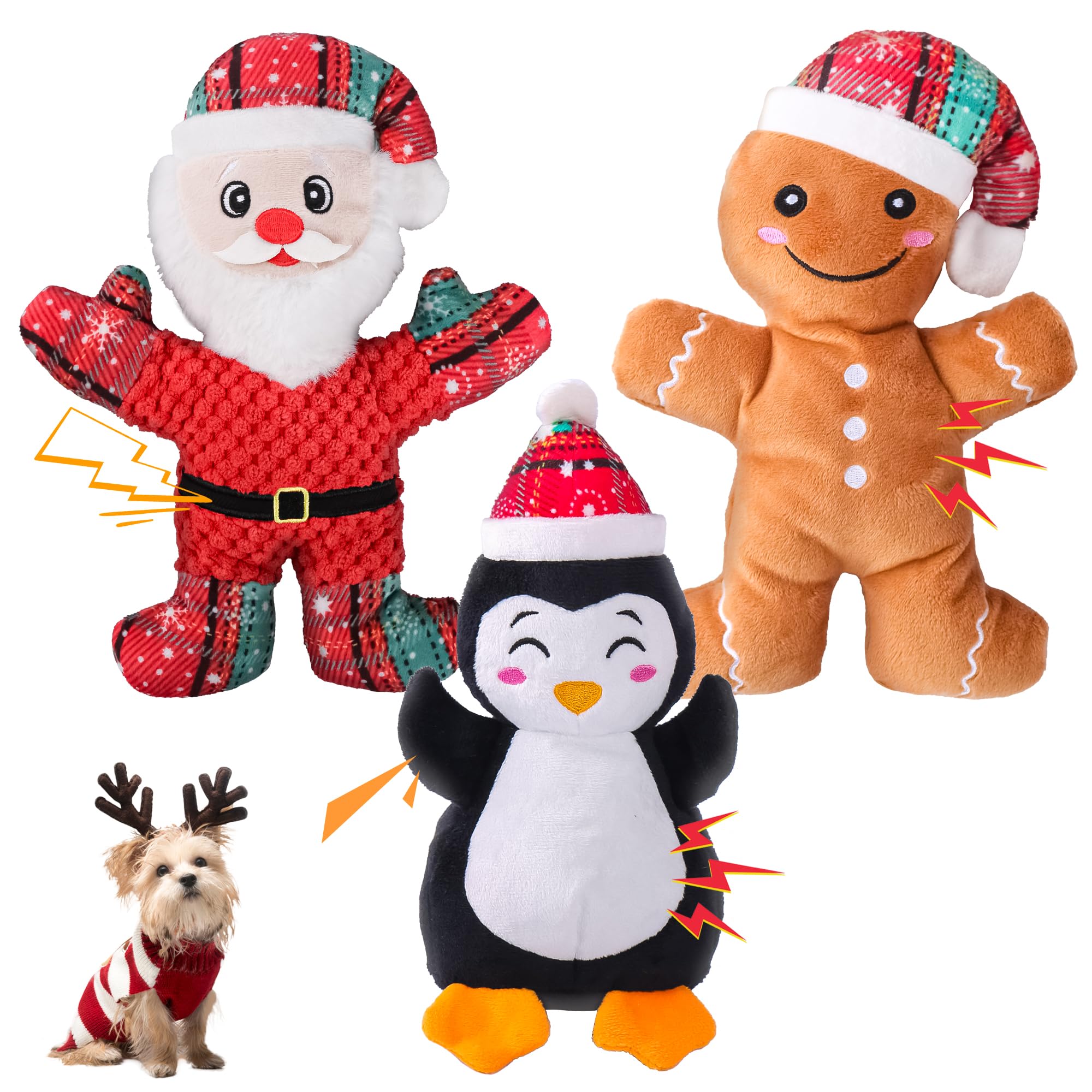 Durable Squeaky Dog Toys 3-Pack with Rope for Teeth Cleaning - Interactive Cotton Plush Chew Toys for Small & Large Dogs | Perfect for Playtime, Training & Dental Care