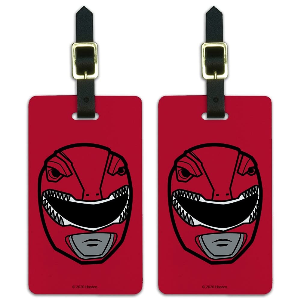 Power Rangers Red Ranger Helmet Luggage ID Tags & Carry-On Cards - 2 Pack Set for Kids Travel Accessories, Suitcase Identification & Backpack Name Tags